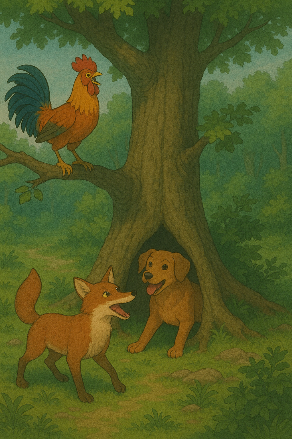 चतुर मुर्गा और कुत्ता